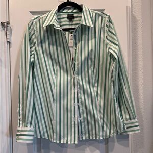 Talbots Mint and White Striped Shirt